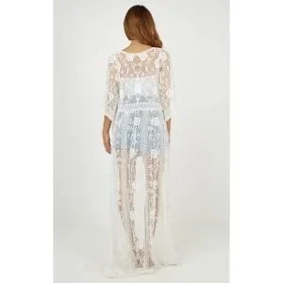 SOLD OUT Boho Floral Embroidered Lace Kimono Duster Wrap - Picture 10 of 11